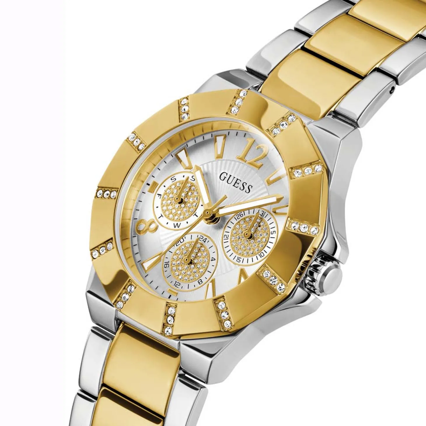 Guess Damen Armbanduhr Sunray Multifunktion gold, silber 36 mm GW0616L2