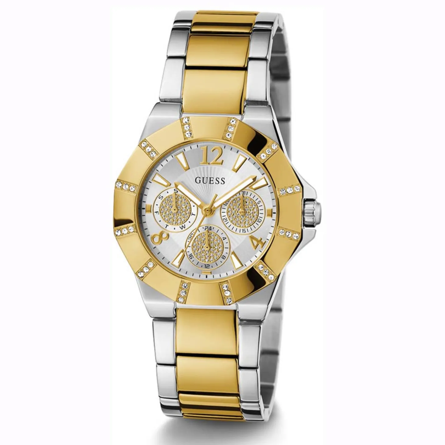 Guess Damen Armbanduhr Sunray Multifunktion gold, silber 36 mm GW0616L2