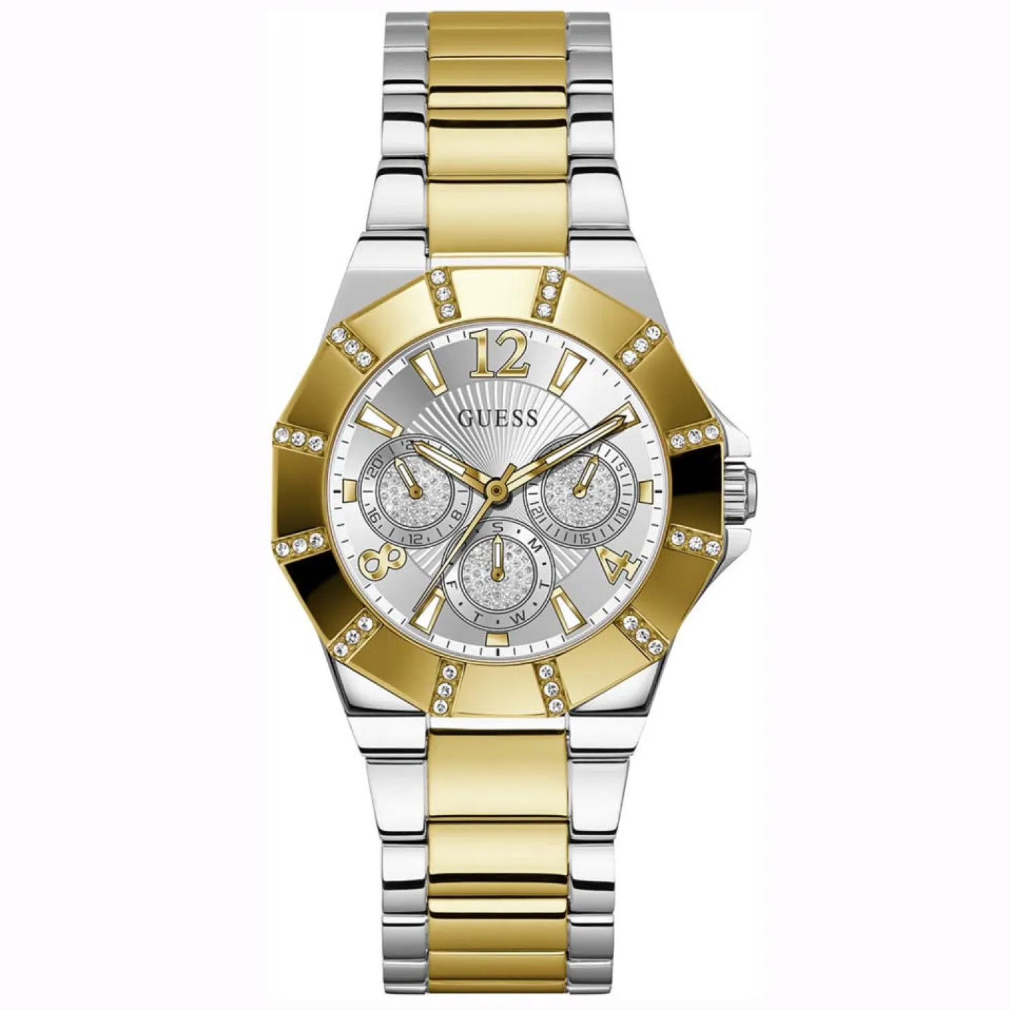 Guess Damen Armbanduhr Sunray Multifunktion gold, silber 36 mm GW0616L2