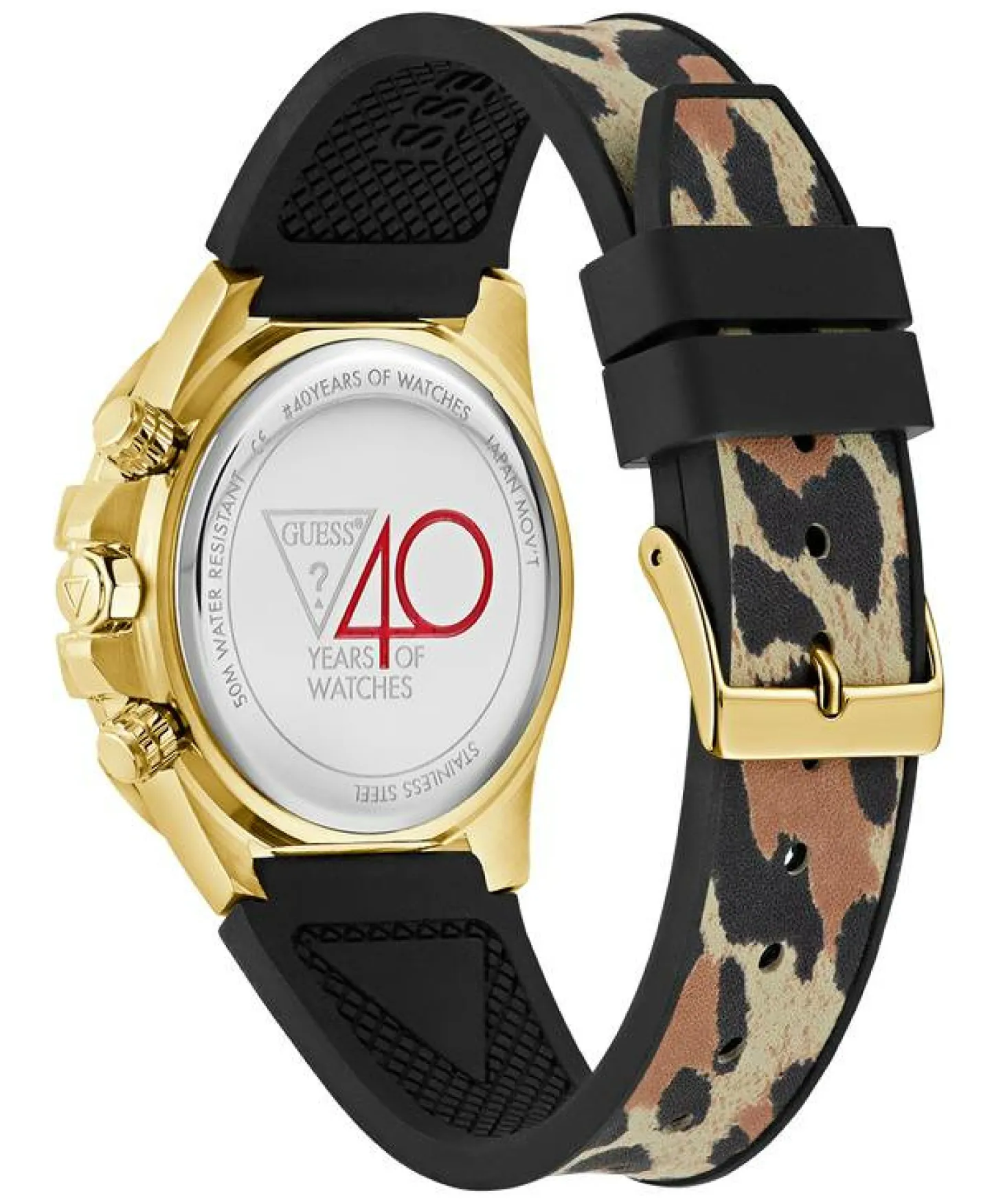 GUESS Damen Armbanduhr 40th Anniversary Special Edition Leopard Gold-Ton GW0814L3