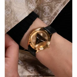 GUESS Damen Armbanduhr TRI PLAQUE GW0744L2 Schwarz Gold