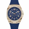 Guess Damen Armbanduhr ZEST Multifunktion blau, roségold 39 mm GW0694L4