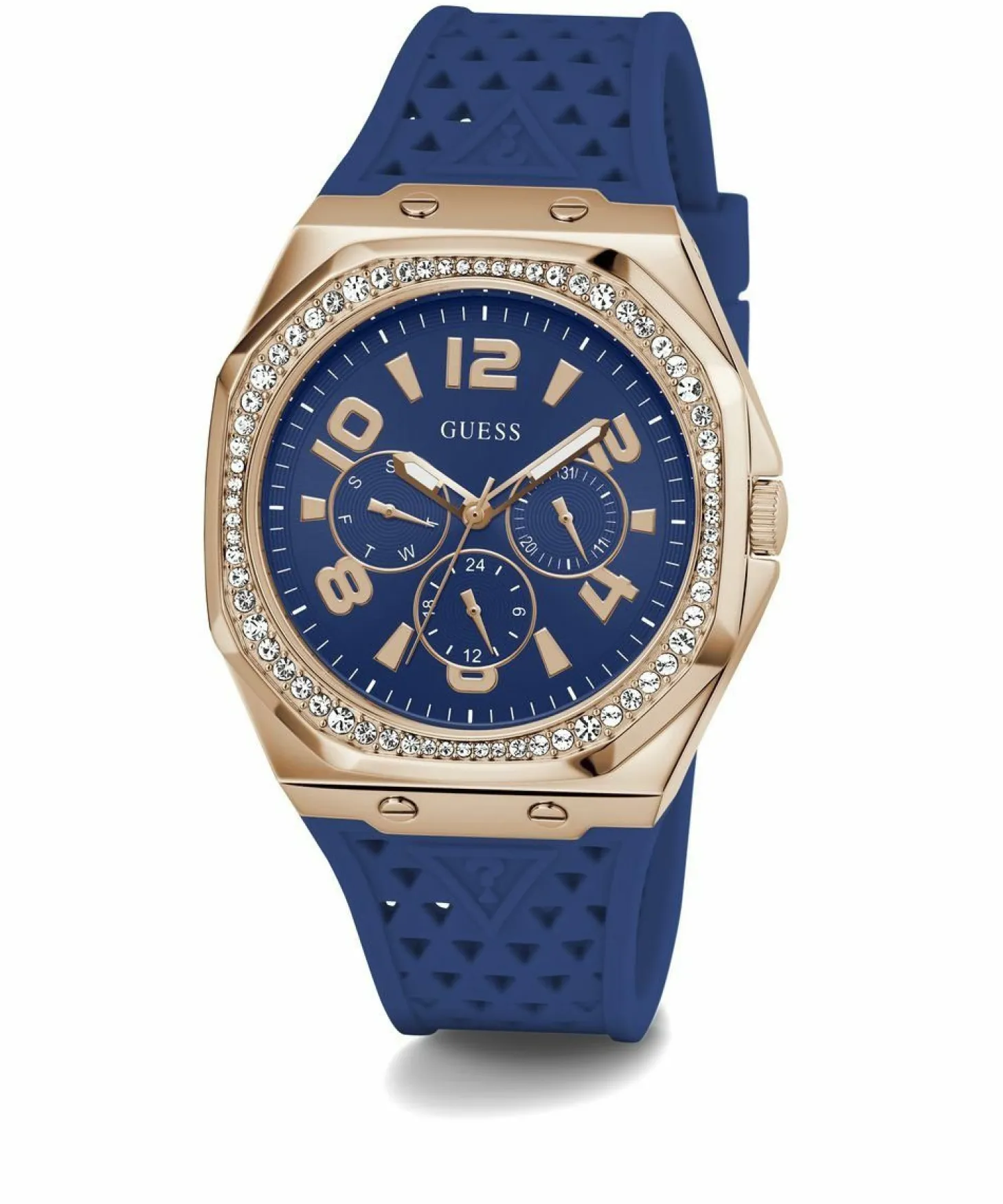 Guess Damen Armbanduhr ZEST Multifunktion blau, roségold 39 mm GW0694L4