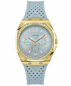 Guess Damen Armbanduhr ZEST Multifunktion hellblau, gold 39 mm GW0694L1