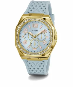 Guess Damen Armbanduhr ZEST Multifunktion hellblau, gold 39 mm GW0694L1