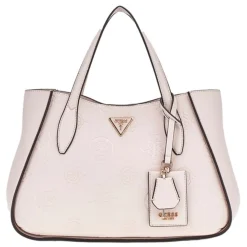 Guess Damen Handtasche Keandra Girlfriend Satchel Beige / Stone Logo HWPL9323060STL