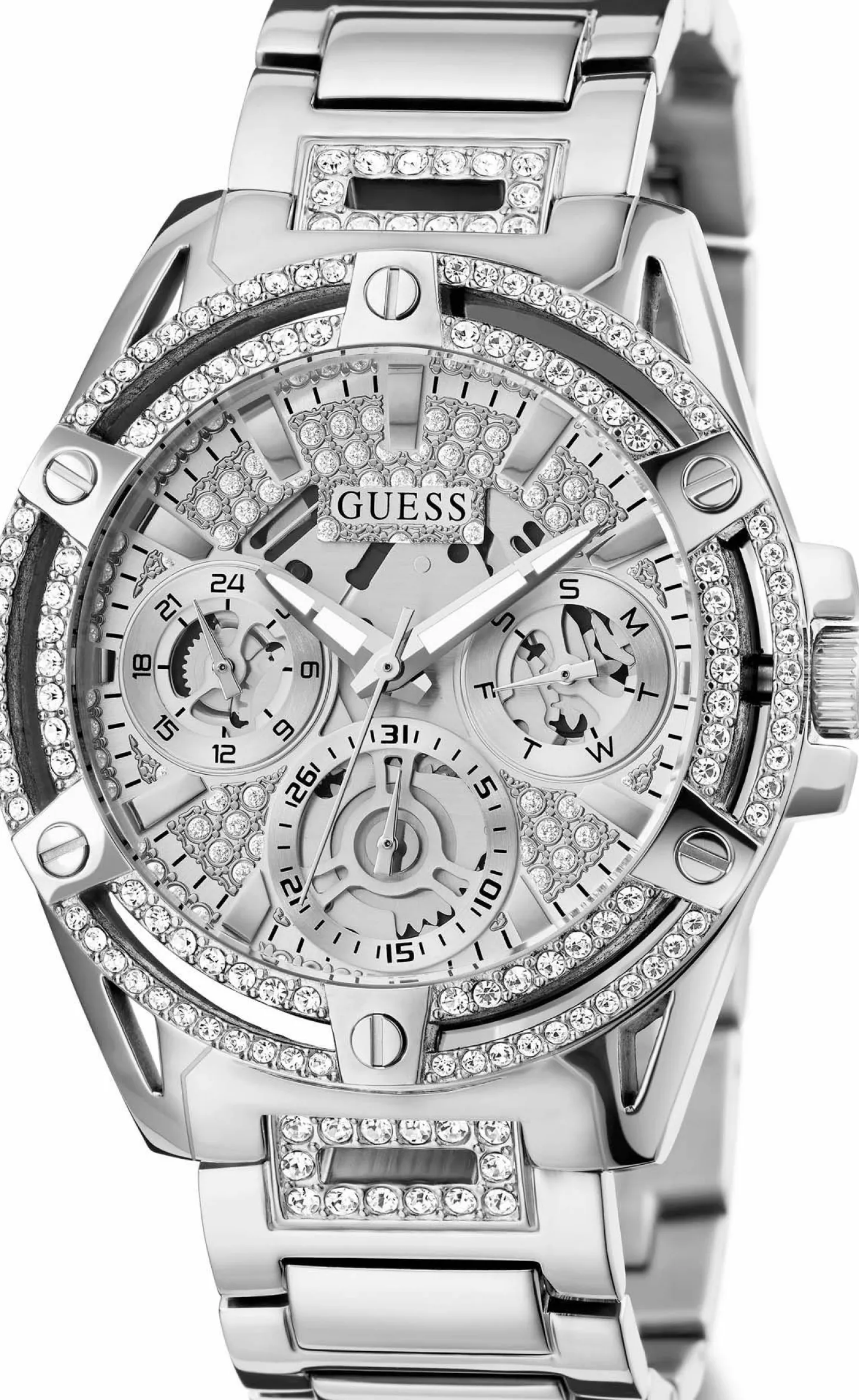 Guess Damen Multifunkion Armbanduhr Queen silber 40 mm GW0464L1
