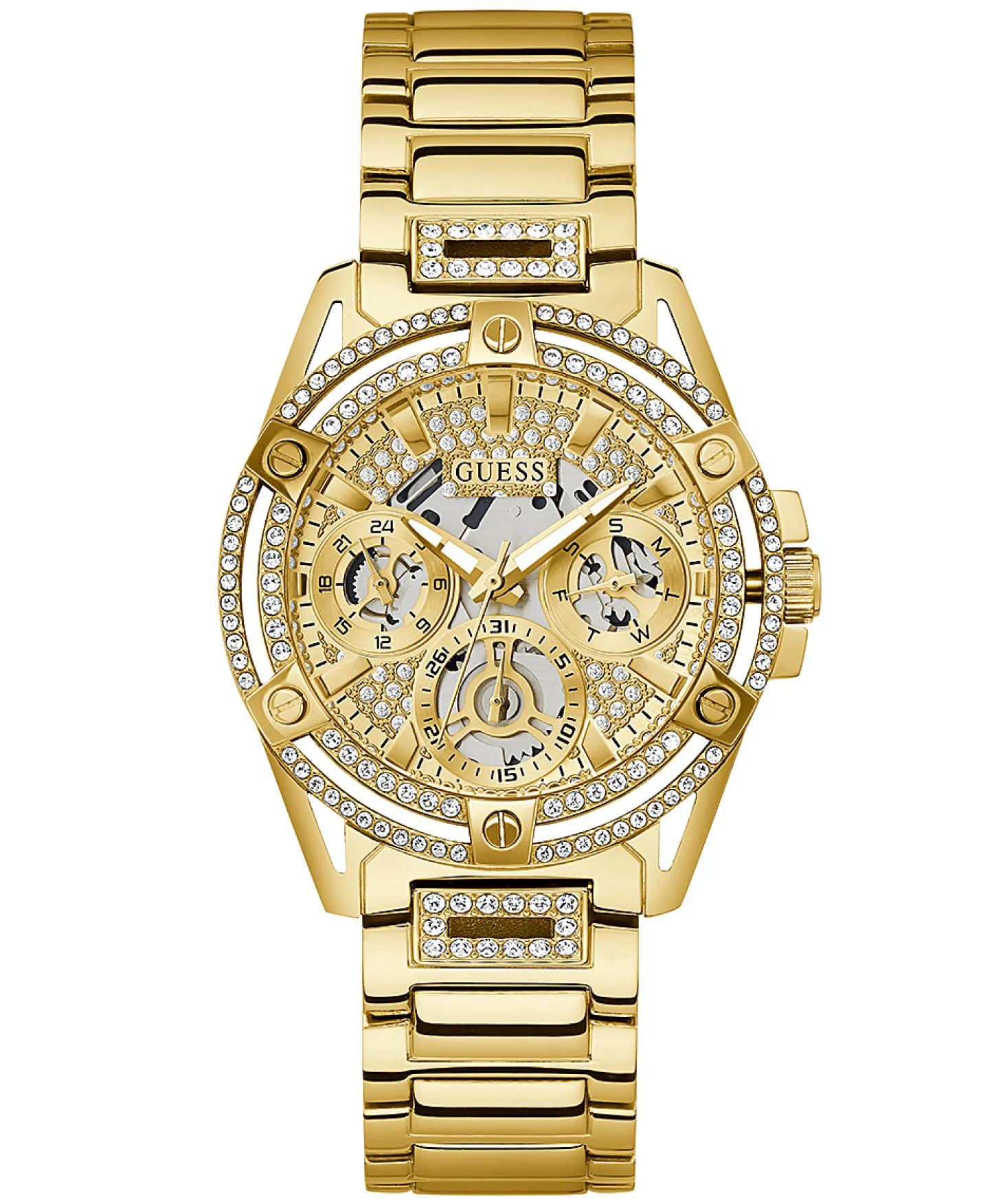 Guess Damen Multifunkion Armbanduhr Queen gold 40 mm GW0464L2