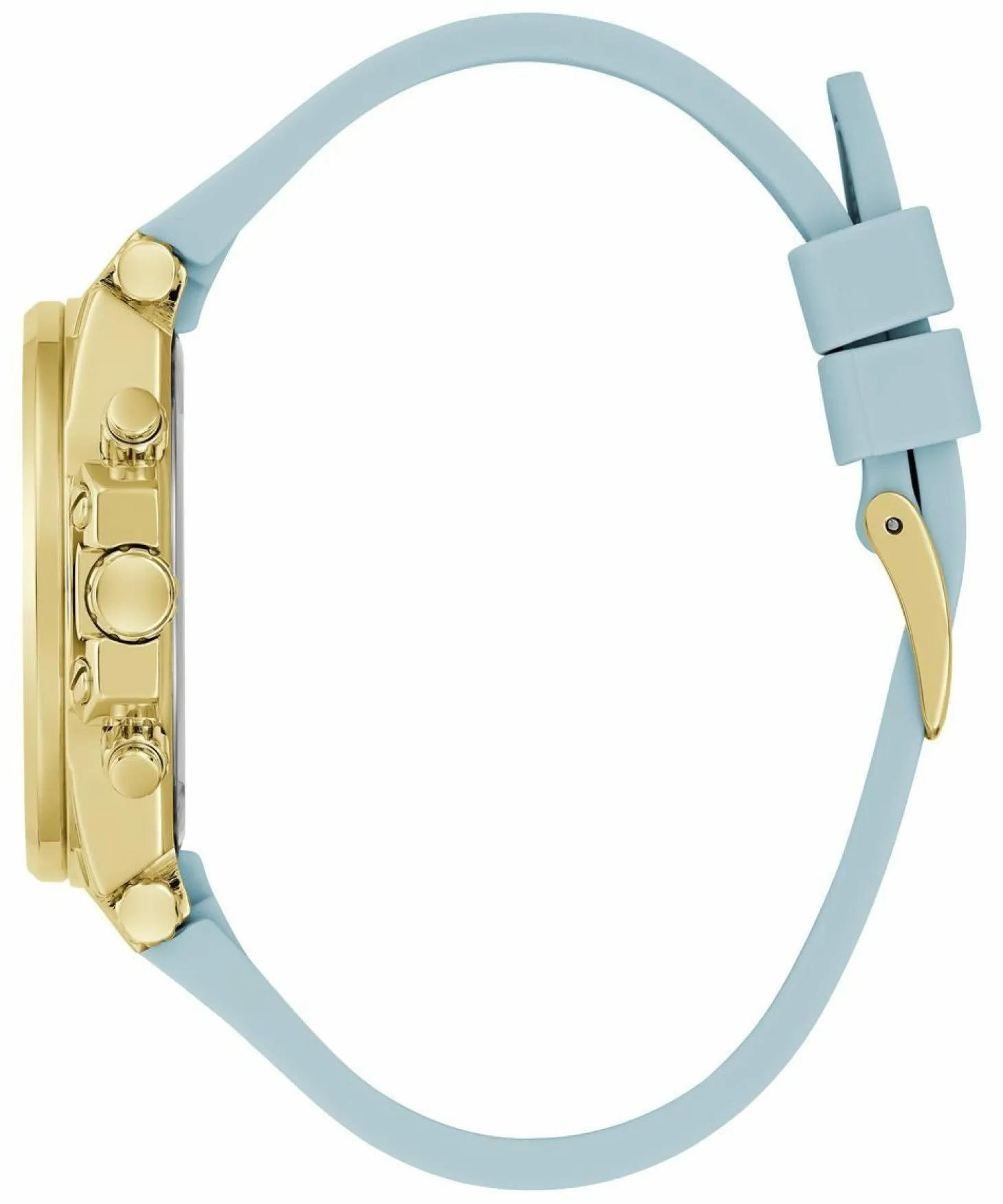 Guess Damen Multifunkion Armbanduhr CHARISMA hellblau, gold 38 mm GW0699L1