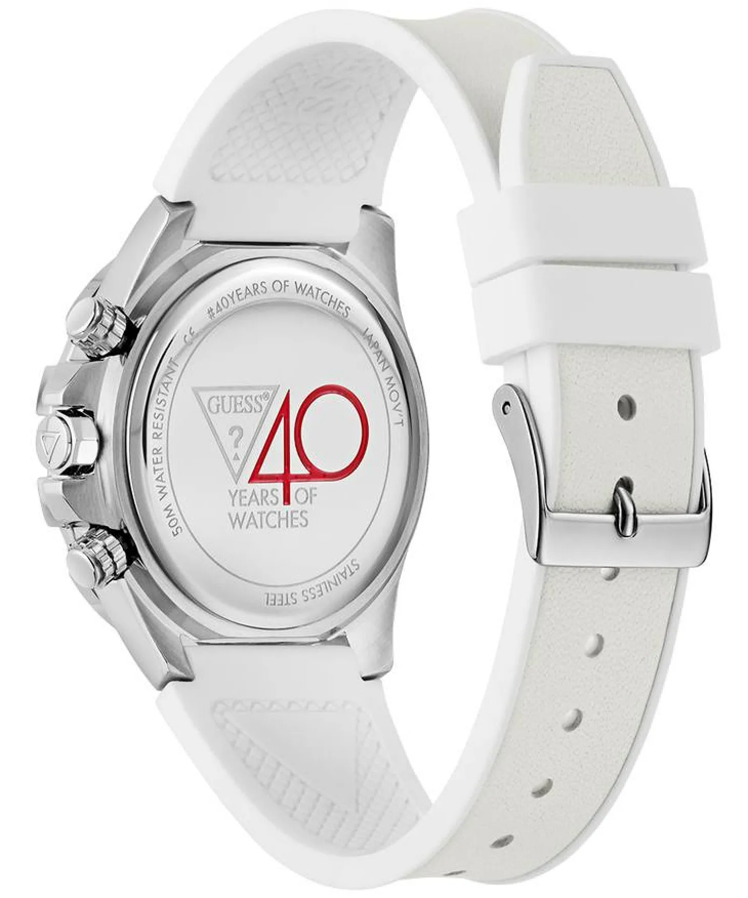 GUESS Damen Multifunktionsuhr 40th Anniversary Special Edition Weiß Silber GW0814L2