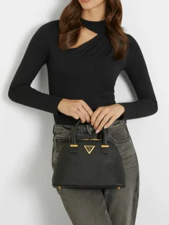 GUESS Handtasche Unisex Lassie Girlfriend Dome Satchel Schwarz HWVA9231050‑BLA