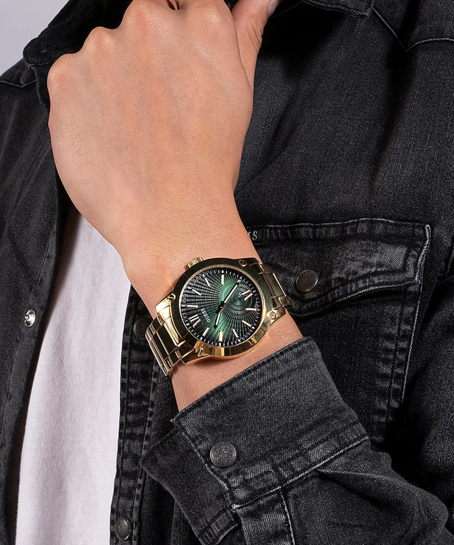 Guess Herren Armbanduhr 44 mm Armband Edelstahl GW0574G2