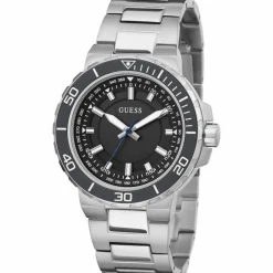 Guess Herren Armbanduhr Active Life Track silber, schwarz 44 mm GW0426G1