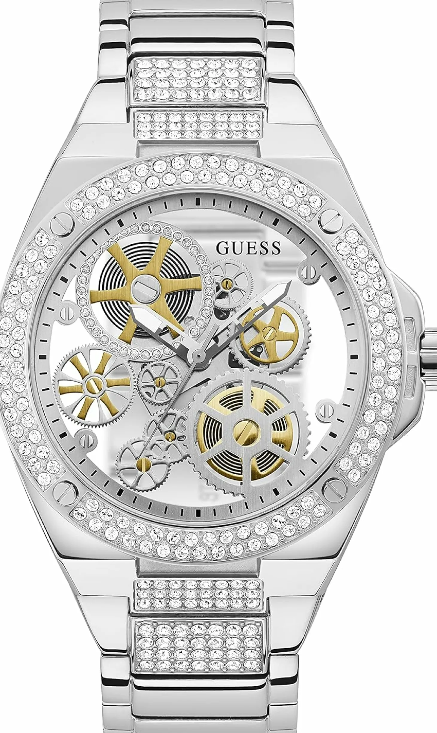 Guess Herren Armbanduhr Big Reveal Armband Edelstahl silber GW0323G1
