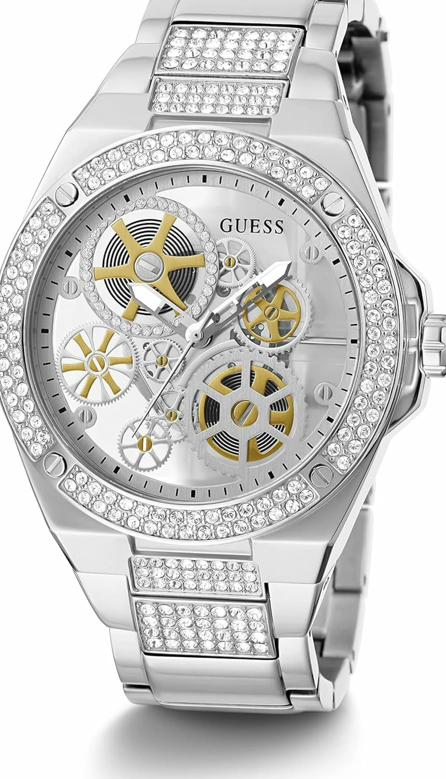 Guess Herren Armbanduhr Big Reveal Armband Edelstahl silber GW0323G1