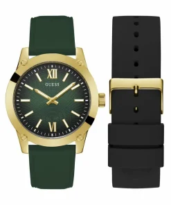 Guess Herren Armbanduhr Box Set Crescent grün, gold GW0630G2