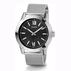 Guess Herren Armbanduhr Crescent silber, schwarz 44 mm GW0629G1