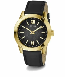 Guess Herren Armbanduhr Crescent schwarz, gold 44 mm GW0628G2