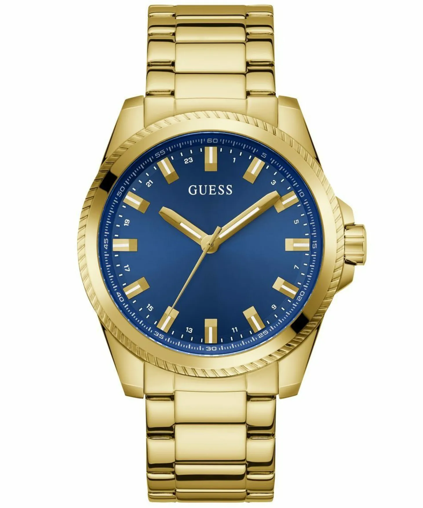 Guess Herren Armbanduhr CHAMP gold, blau 44 mm GW0718G2