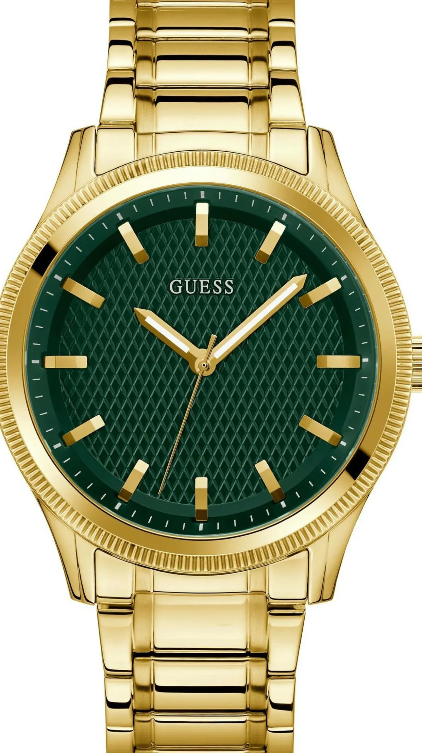 Guess Herren Armbanduhr Dex 44 mm gold, grün GW0626G2