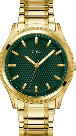 Guess Herren Armbanduhr Dex 44 mm gold, grün GW0626G2