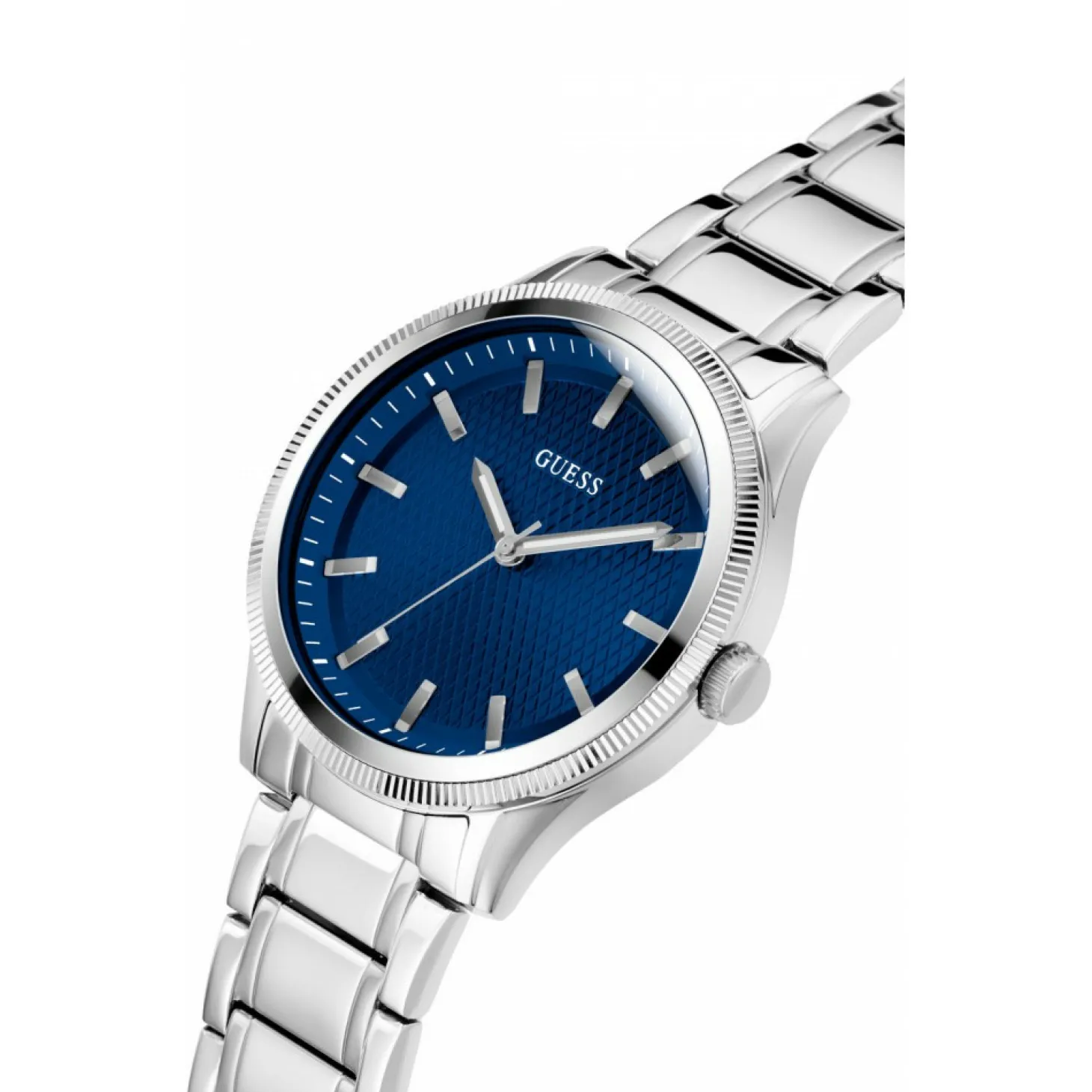 Guess Herren Armbanduhr Dex 44 mm silber, blau GW0626G1