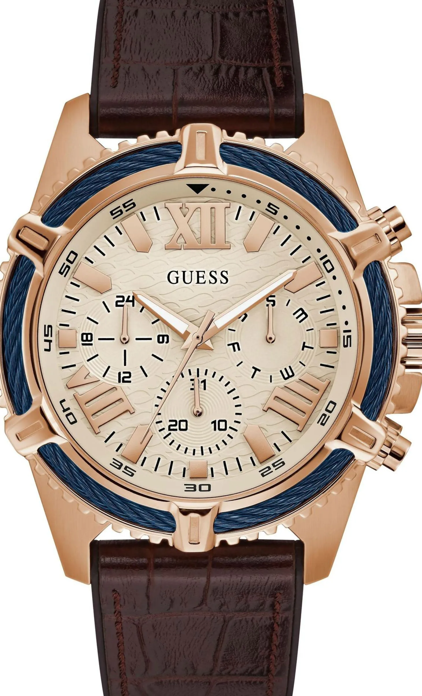 Guess Herren Armbanduhr Leder armband braun 48 mmGW0053G4