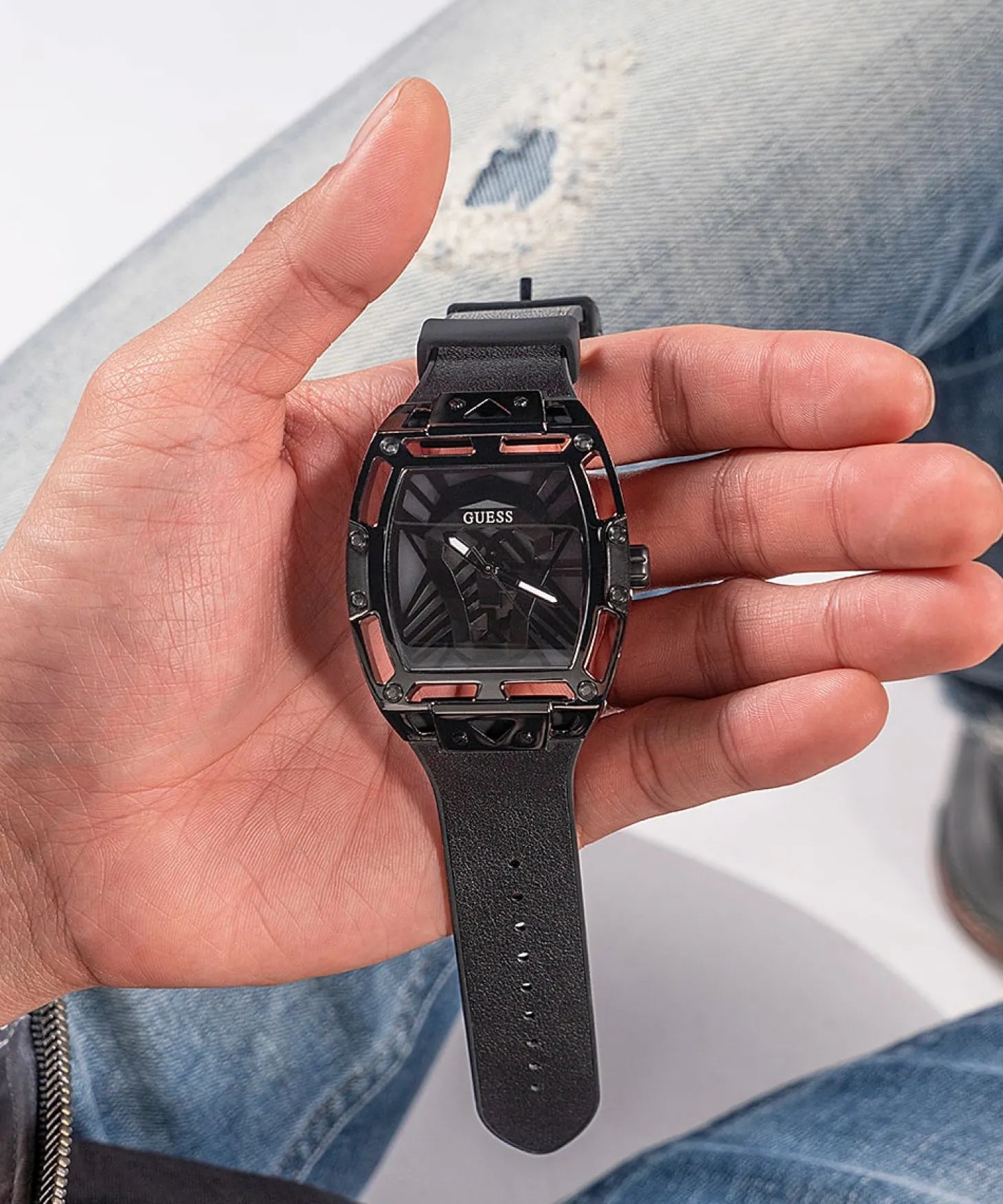 Guess Herren Armbanduhr Legend schwarz GW0500G2 44mm