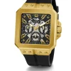 Guess Herren Armbanduhr Multifunktionsuhr Skeleton Leo schwarz, gold GW0637G2