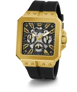 Guess Herren Armbanduhr Multifunktionsuhr Skeleton Leo schwarz, gold GW0637G2