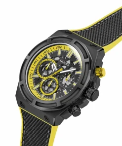 Guess Herren Armbanduhr MASTERPIECE Multifunktion schwarz, gelb 47 mm GW0713G2