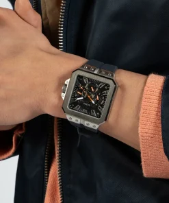 Guess Herren Armbanduhr Multifunktionsuhr Skeleton Leo blau, silber GW0637G1