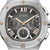 Guess Herren Armbanduhr Multifunktion Headline schwarz, silber 42 mm GW0571G1