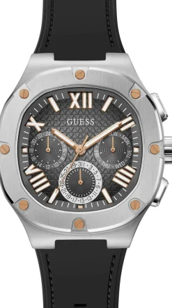 Guess Herren Armbanduhr Multifunktion Headline schwarz, silber 42 mm GW0571G1