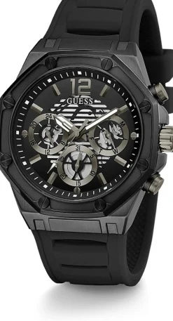 Guess Herren Armbanduhr Multifunktionsuhr Momentum schwarz 44 mm GW0263G4