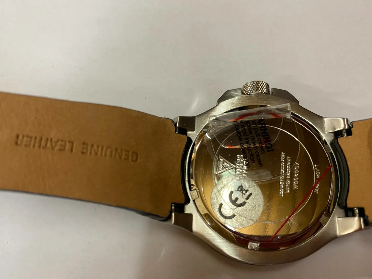 Guess Herren Armbanduhr Multifunktion Rigor Lederarmband blau W0040G7