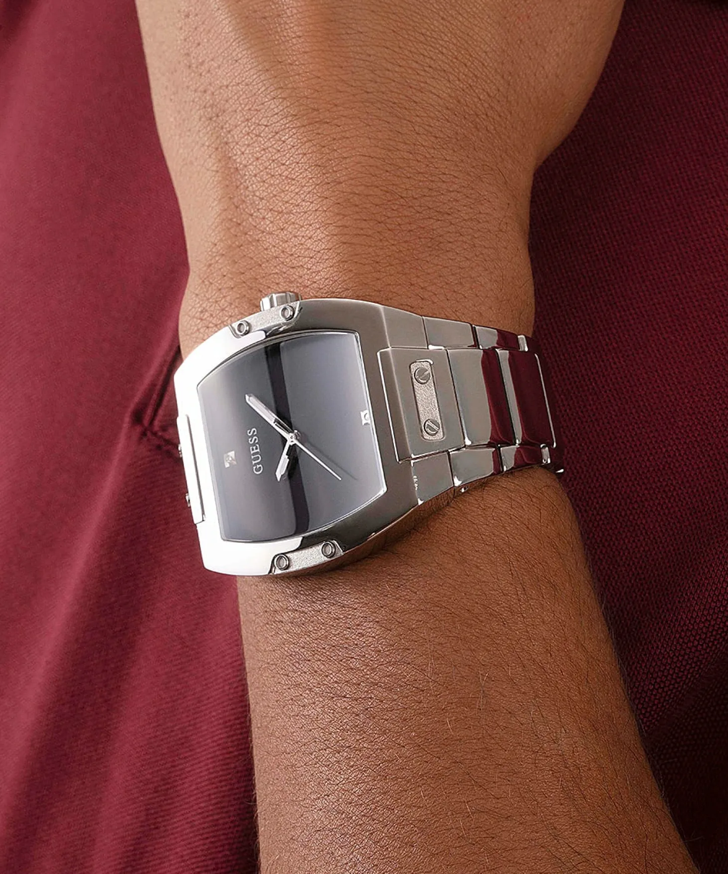 Guess Herren Armbanduhr Phoenix 43 mm Minimalistischer Stil Armband Edelstahl GW0387G1