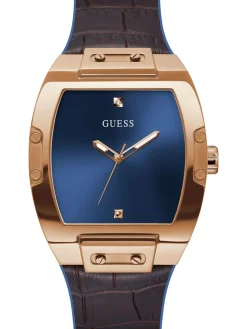Guess Herren Armbanduhr Phoenix 43 mm Minimalistischer Stil Armband Leder GW0386G2