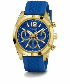 Guess Herren Armbanduhr RESISTANCE Multifunktion blau, gold 44 mm GW0729G1