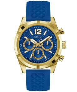 Guess Herren Armbanduhr RESISTANCE Multifunktion blau, gold 44 mm GW0729G1
