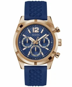 Guess Herren Armbanduhr RESISTANCE Multifunktion blau, roségold 44 mm GW0729G3