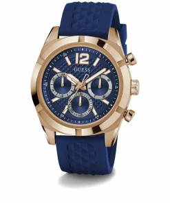 Guess Herren Armbanduhr RESISTANCE Multifunktion blau, roségold 44 mm GW0729G3