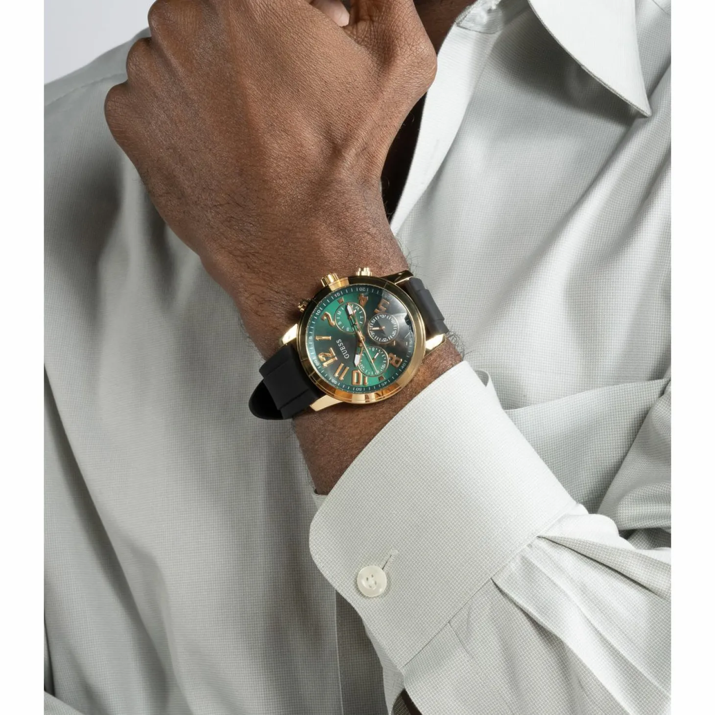 Guess Herren Armbanduhr schwarz und grün Parker GW0708G2