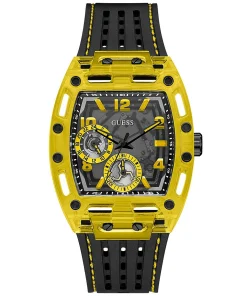 Guess Herren Armbanduhr schwarz gelb 44 mm GW0499G2