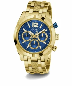 Guess Herren Multifunkion Armbanduhr RESISTANCE gold, blau 44 mm GW0714G2