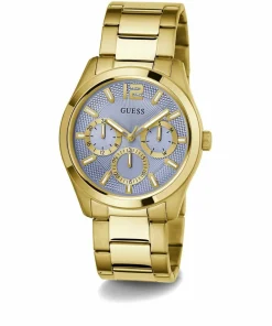 Guess Herren Multifunkion Armbanduhr ZEN gold, hellblau 42 mm GW0707G2