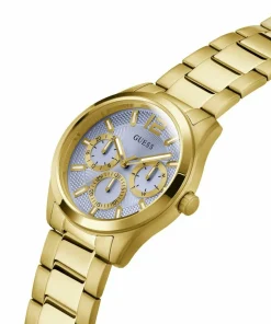 Guess Herren Multifunkion Armbanduhr ZEN gold, hellblau 42 mm GW0707G2