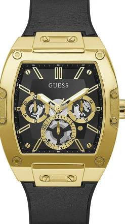 Guess Herren Uhr Edelstahl Farbe Gold Amband Leder/silikon GW0202G1