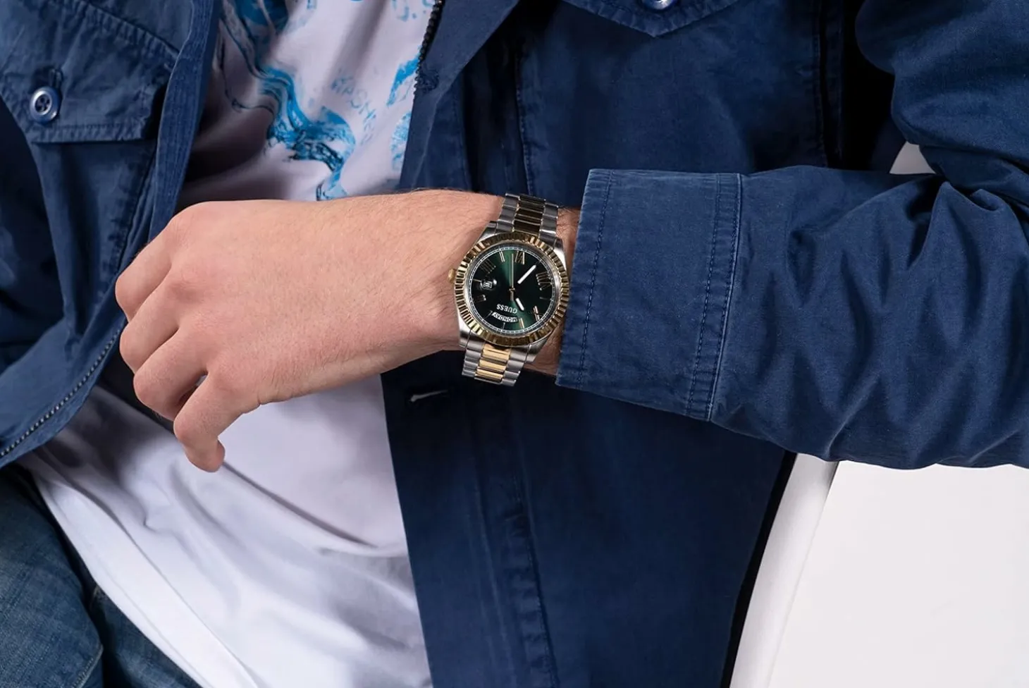 Guess Herrenuhr Connoisseur Edelstahl Farbe bicolor GW0265G8