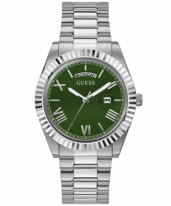 Guess Herrenuhr Connoisseur Edelstahl silber, grün 42 mm GW0265G10